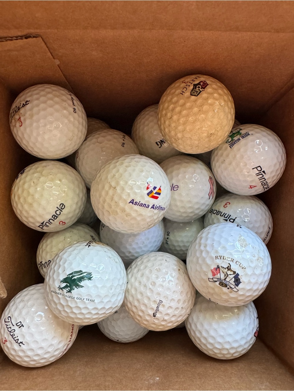 Vintage Used Golf Balls - Assorted Brands & Logos (38 Balls)